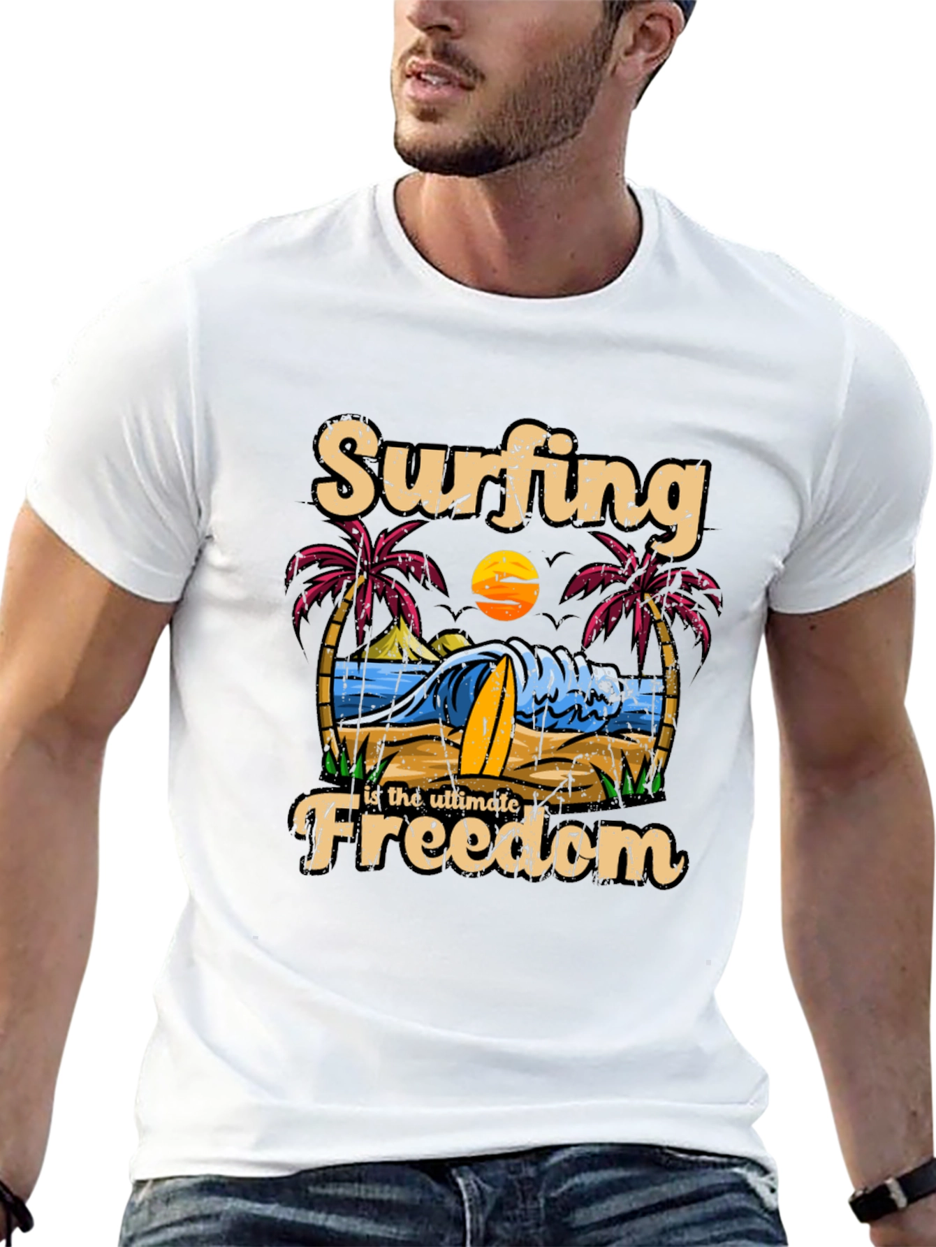 Surfing Freedom Graphic T-Shirt: Beach Vibes