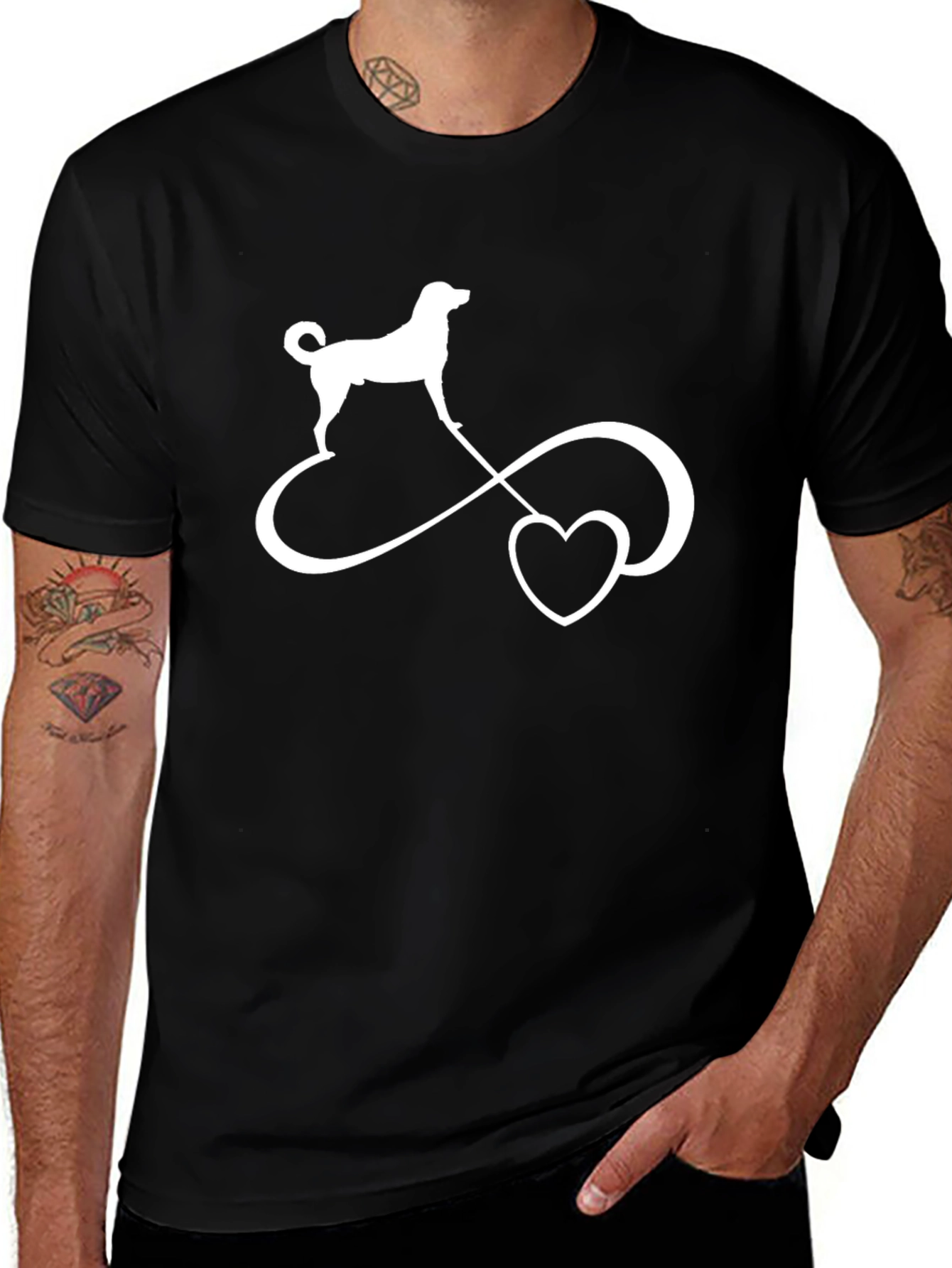 Dog Love Infinity Symbol Black T-Shirt