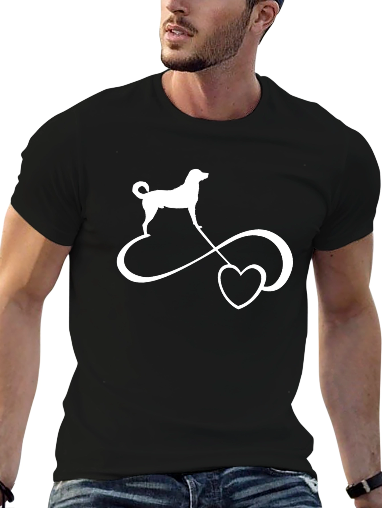 Dog Love Infinity Symbol Black T-Shirt