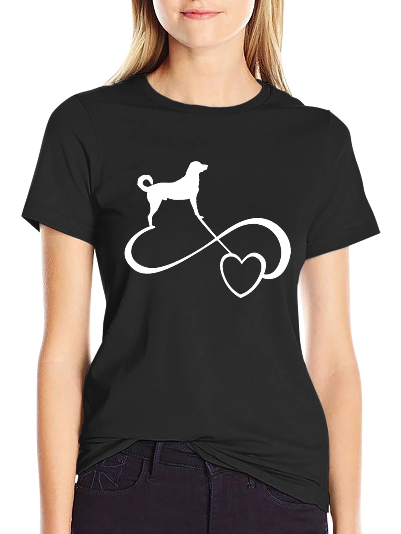 Dog Love Infinity Symbol Black T-Shirt