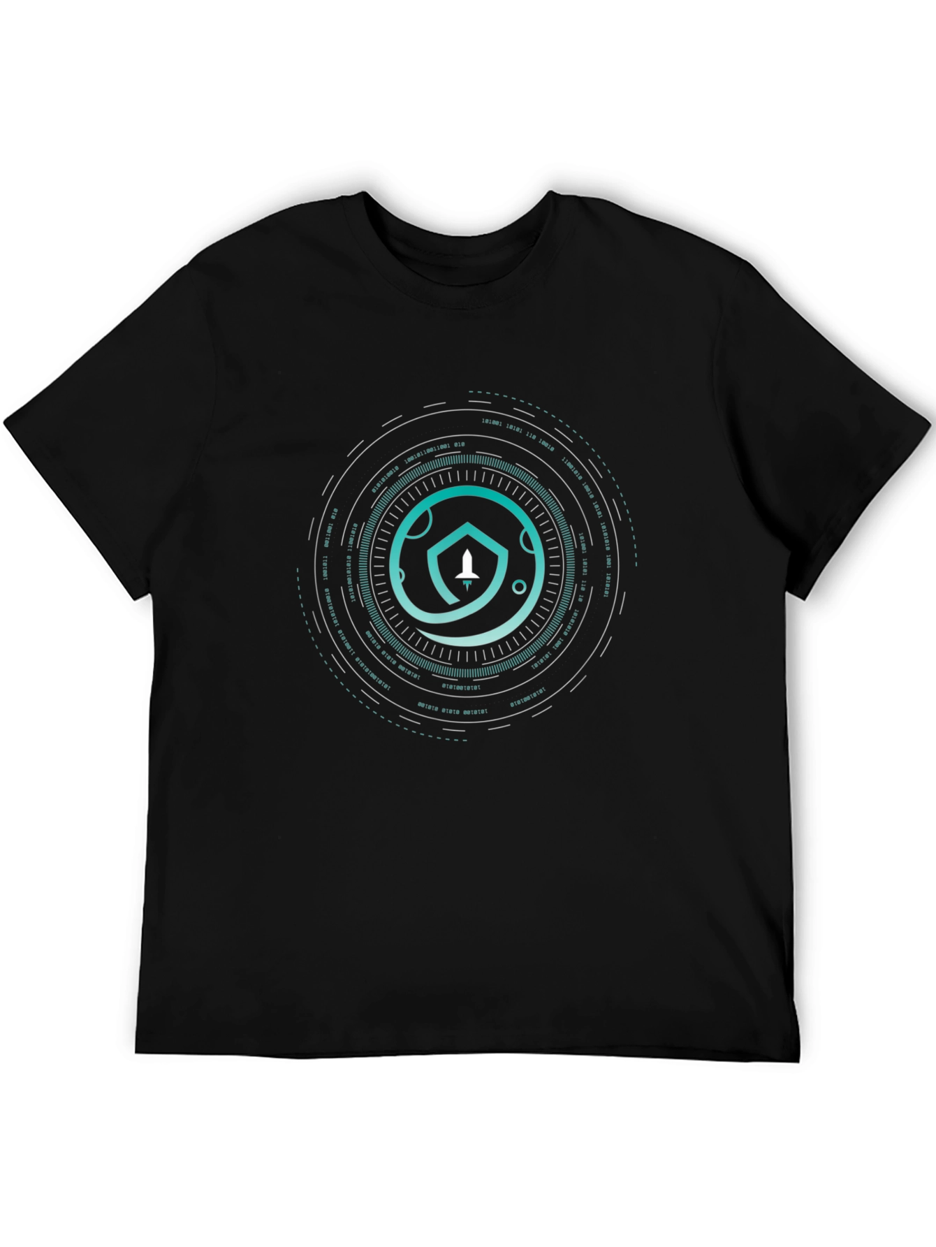 Cyber Shield Tee - Modern Graphic Print Black T-Shirt