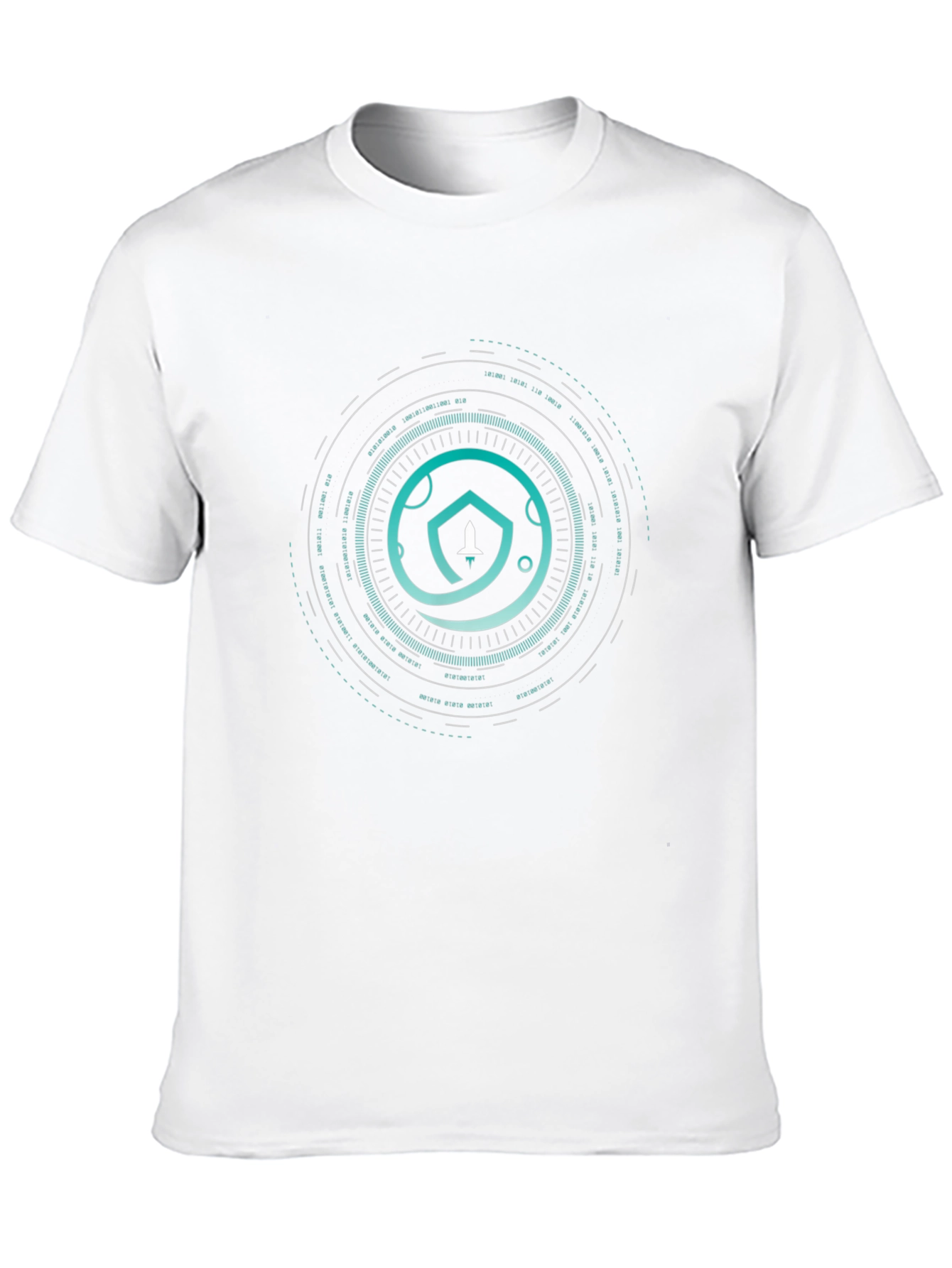 Cyber Shield Tee - Modern Graphic Print Black T-Shirt