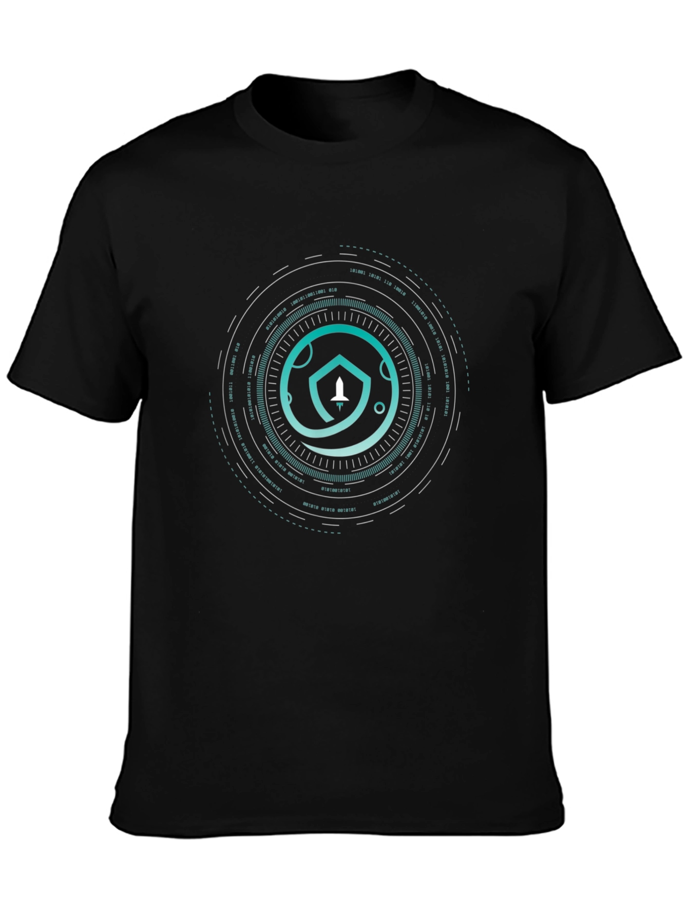 Cyber Shield Tee - Modern Graphic Print Black T-Shirt