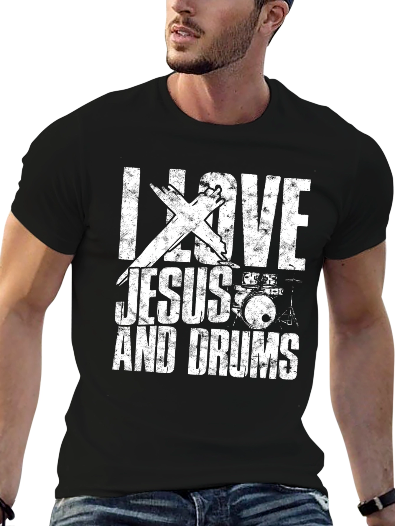 I Love Jesus and Drums Graphic Tee