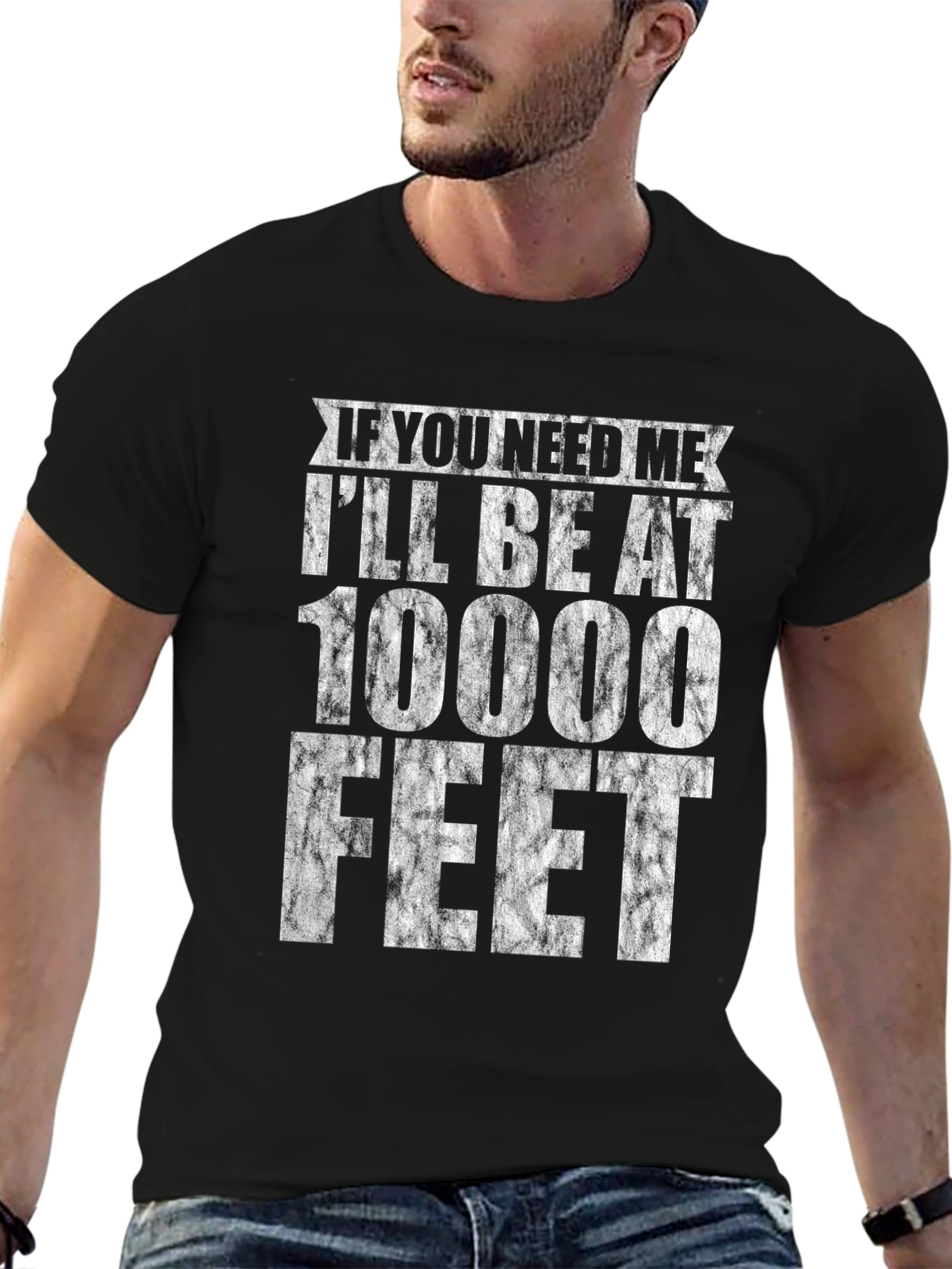 10000 Feet Graphic Tee - Black Cotton Casual Shirt