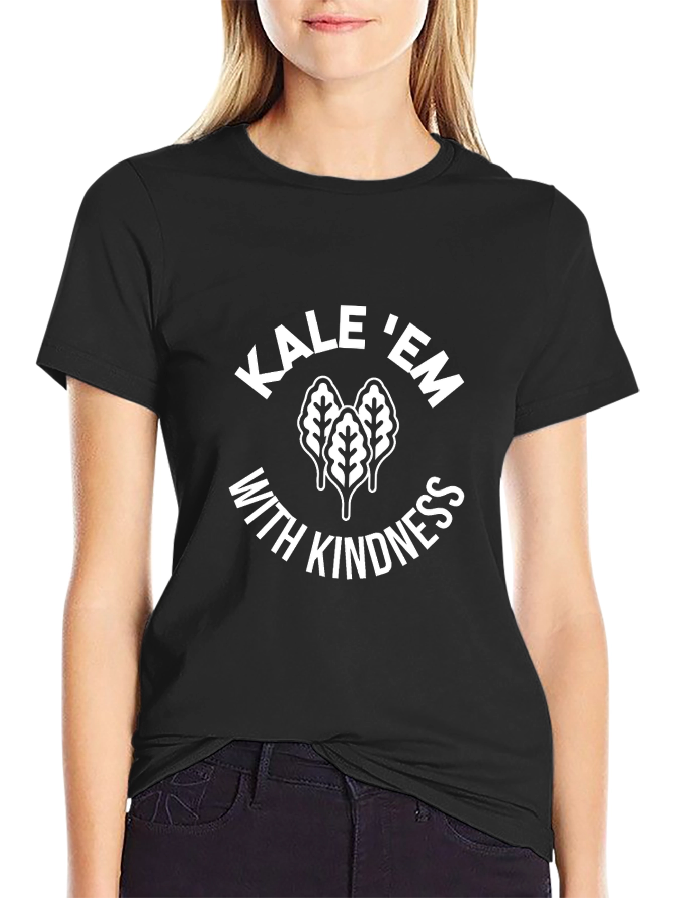 Kale Em With Kindness Black Graphic T-Shirt