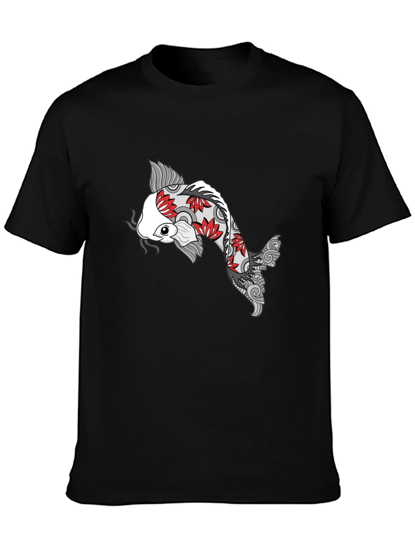 Koi Fish Graphic Black T-Shirt - Unique Design