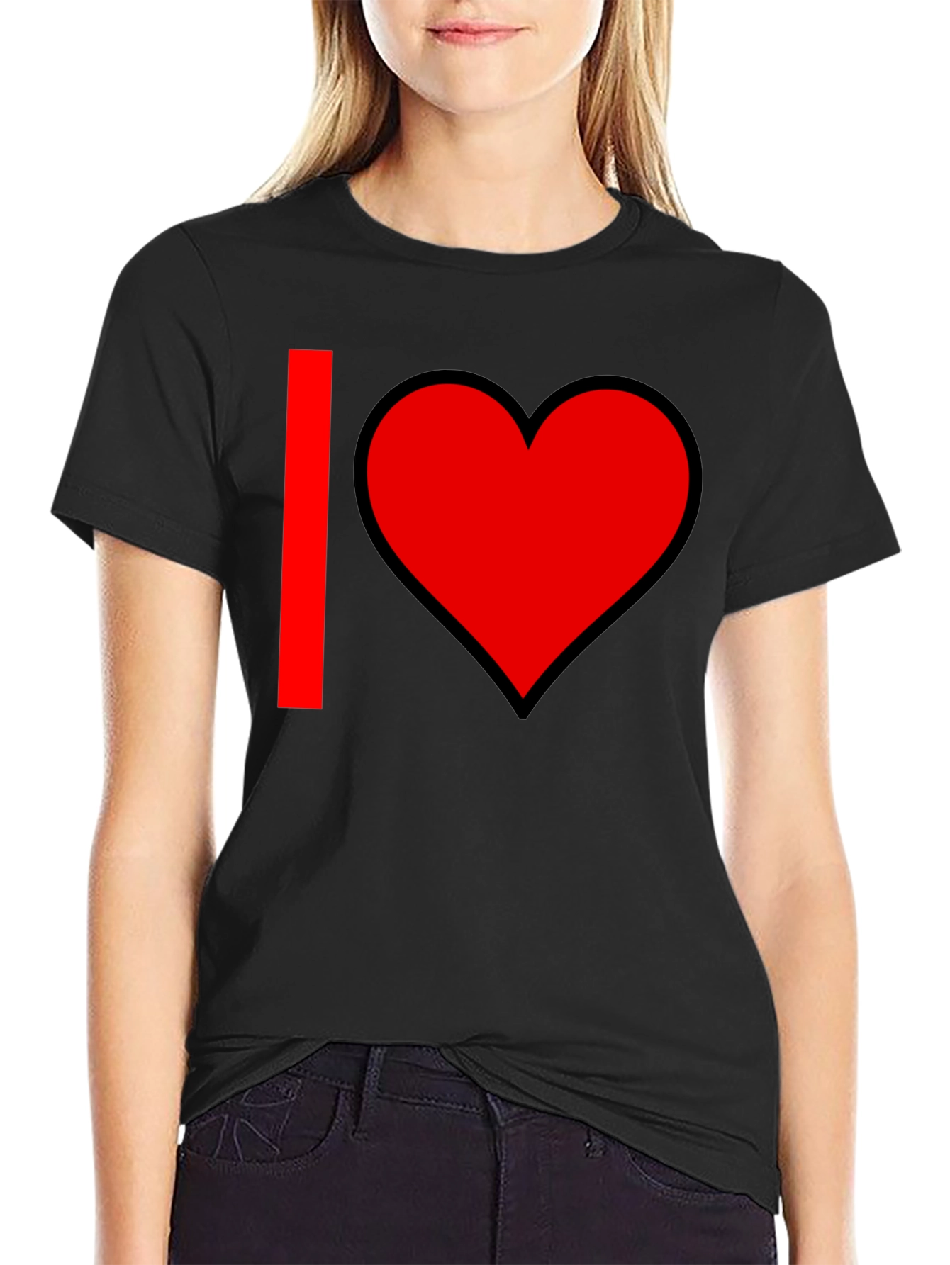 I Heart Graphic T-Shirt - Black Cotton Blend