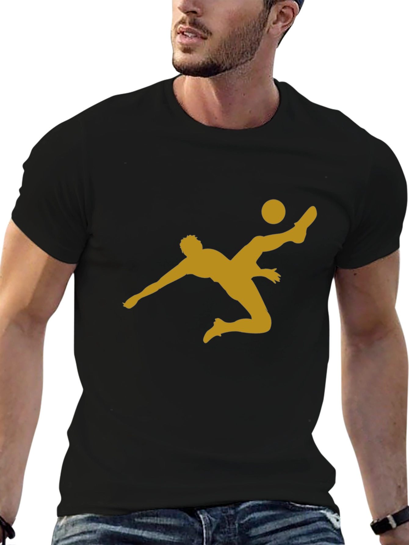 Soccer Kick Graphic T-Shirt - Casual Black Tee