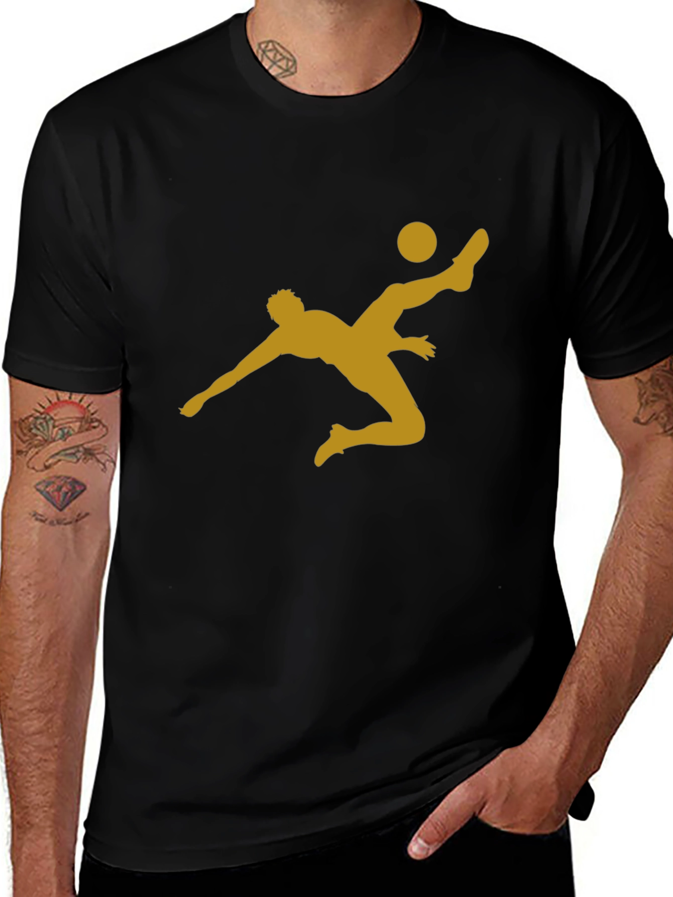 Soccer Kick Graphic T-Shirt - Casual Black Tee