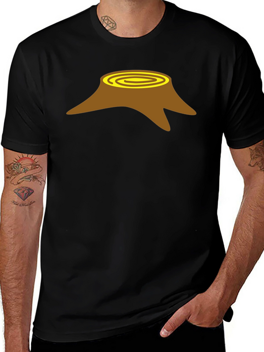 Tree Stump Graphic Tee - Black Cotton Casual Shirt