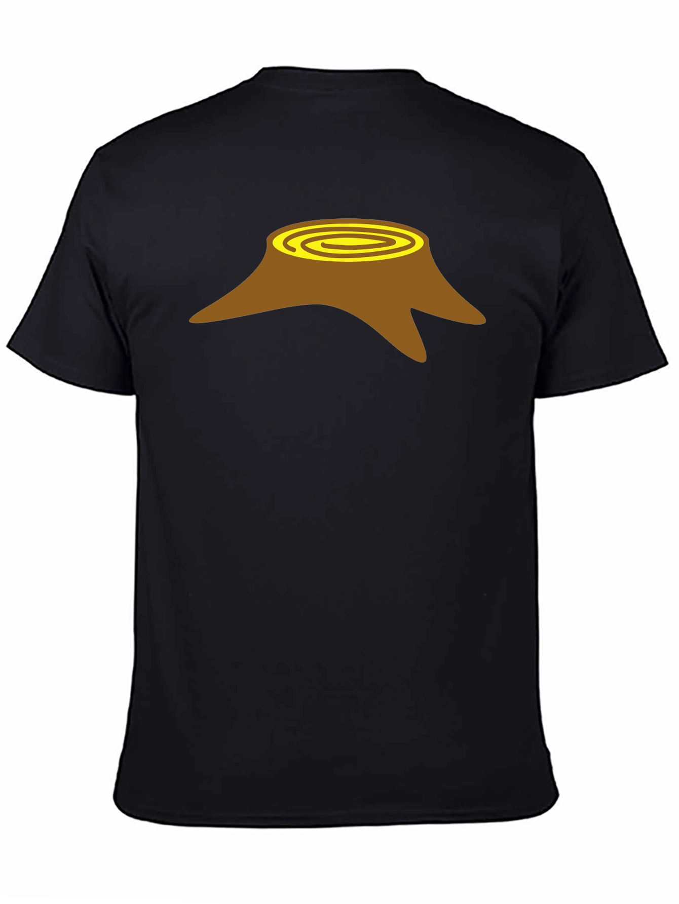 Tree Stump Graphic Tee - Black Cotton Casual Shirt