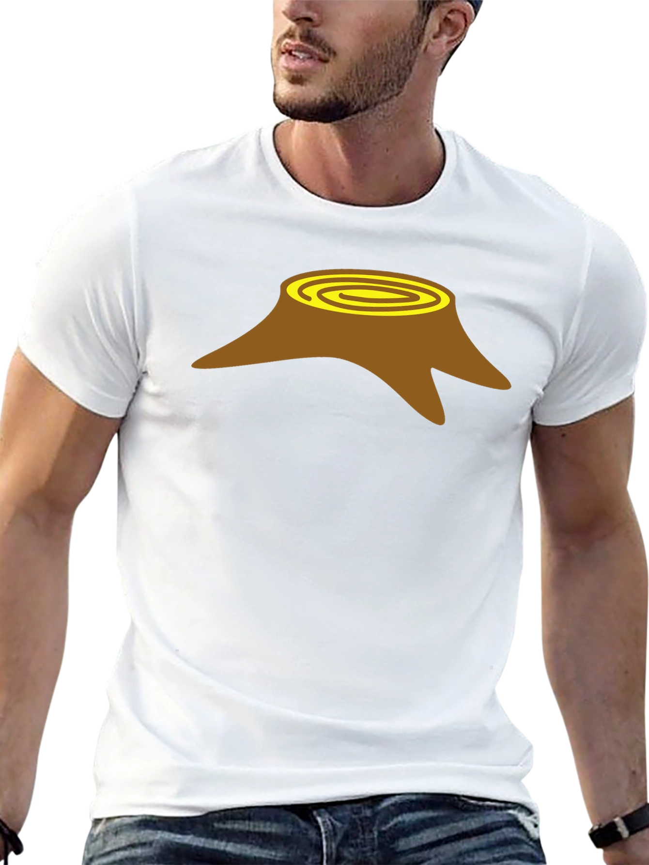 Tree Stump Graphic Tee - Black Cotton Casual Shirt