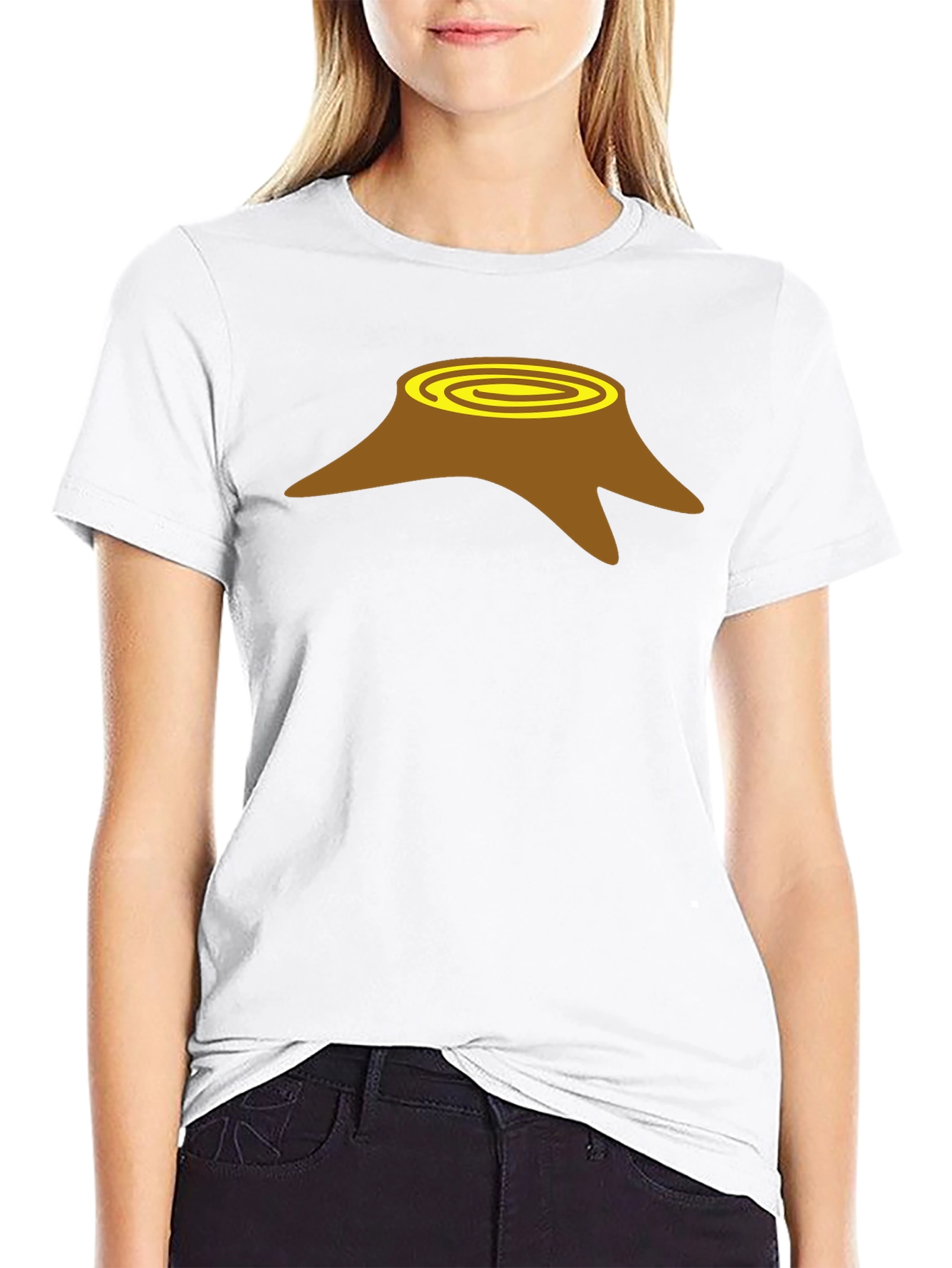 Tree Stump Graphic Tee - Black Cotton Casual Shirt