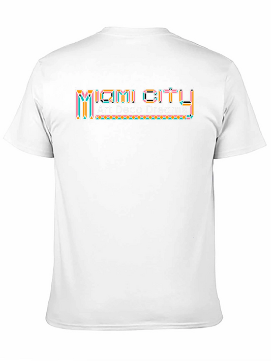 Miami City Art Deco Dreams Black T-Shirt