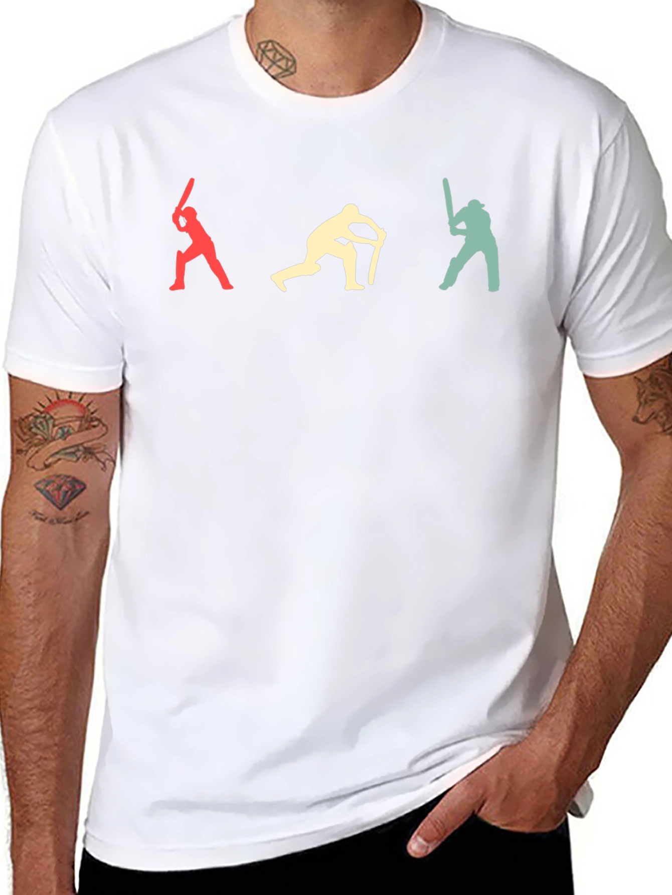 Retro Cricket Batsman Silhouette Graphic Tee