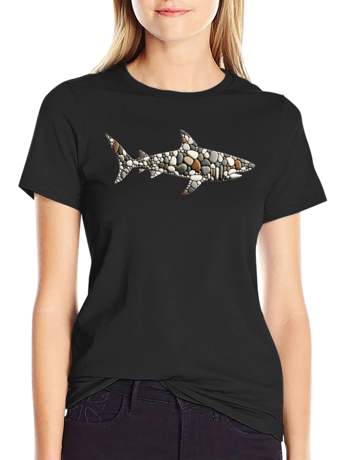 Stone Shark Graphic T-Shirt - Black