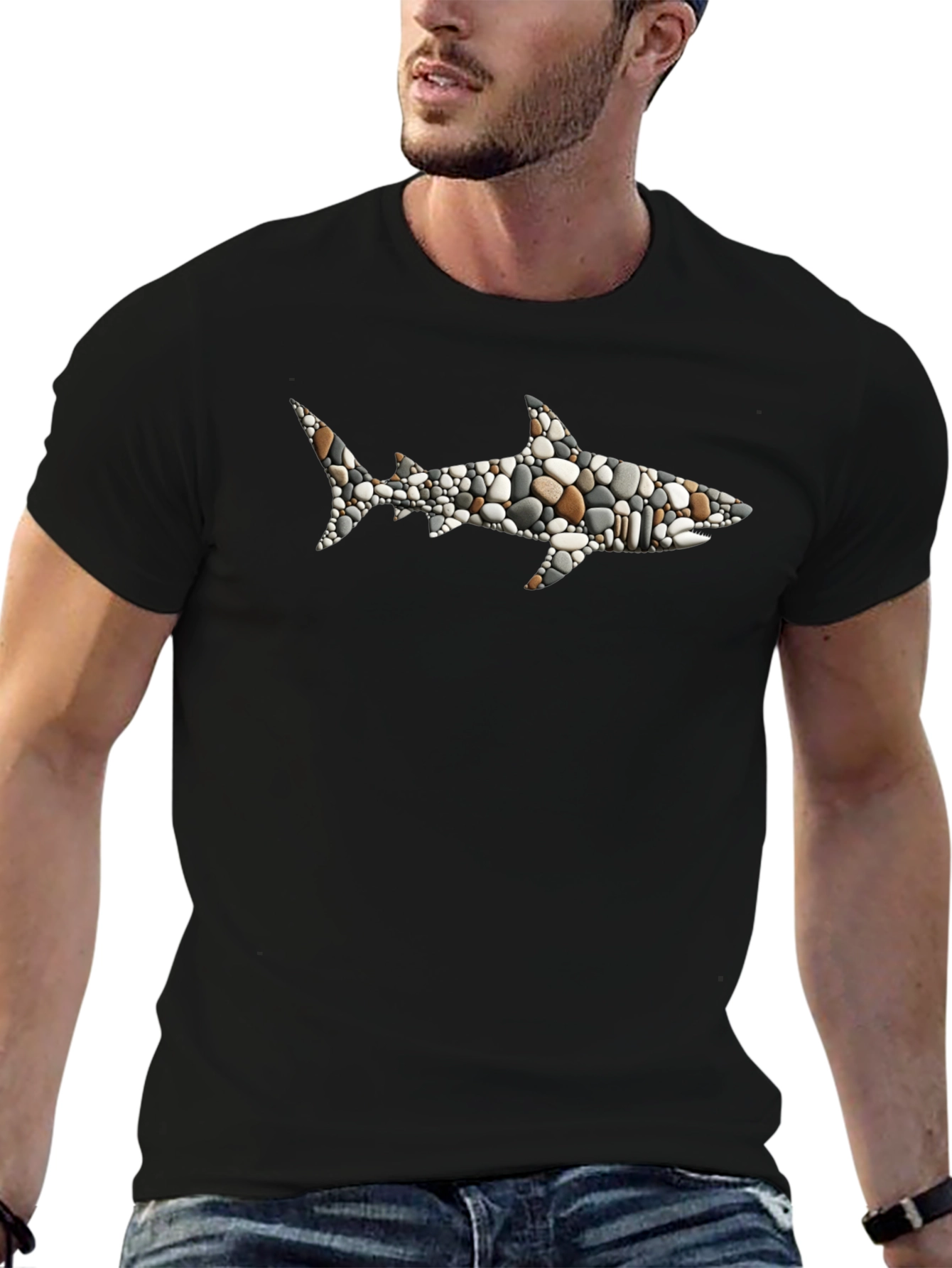 Stone Shark Graphic T-Shirt - Black