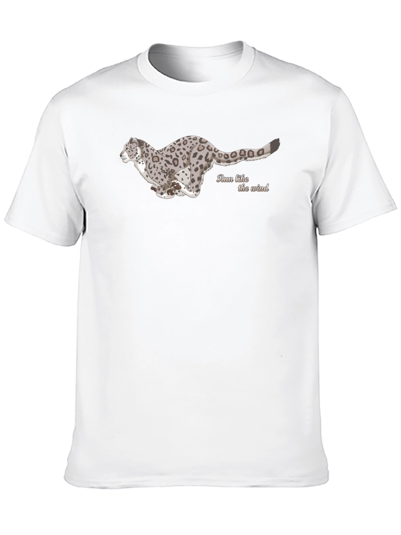 Black T-Shirt with Running Leopard Design