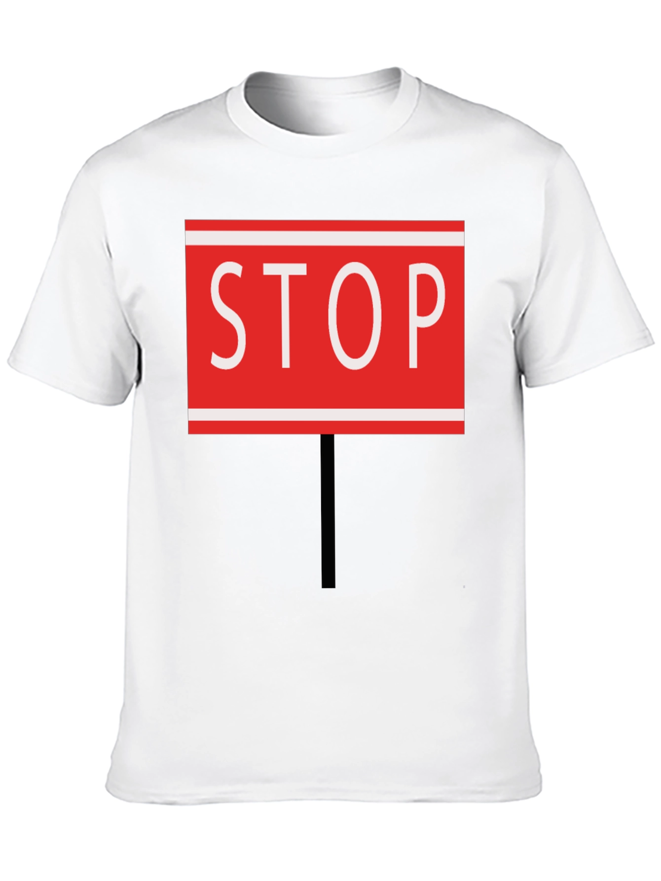 Stop Sign Graphic Tee - Black Cotton Blend
