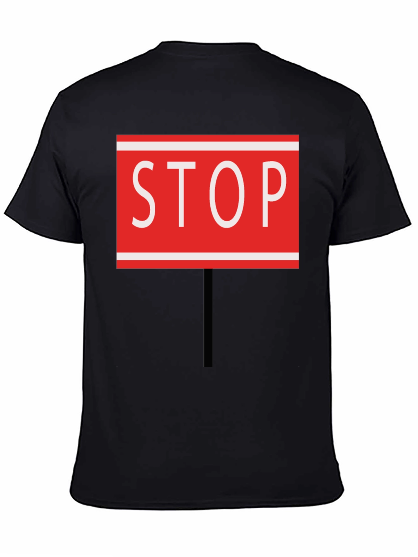 Stop Sign Graphic Tee - Black Cotton Blend