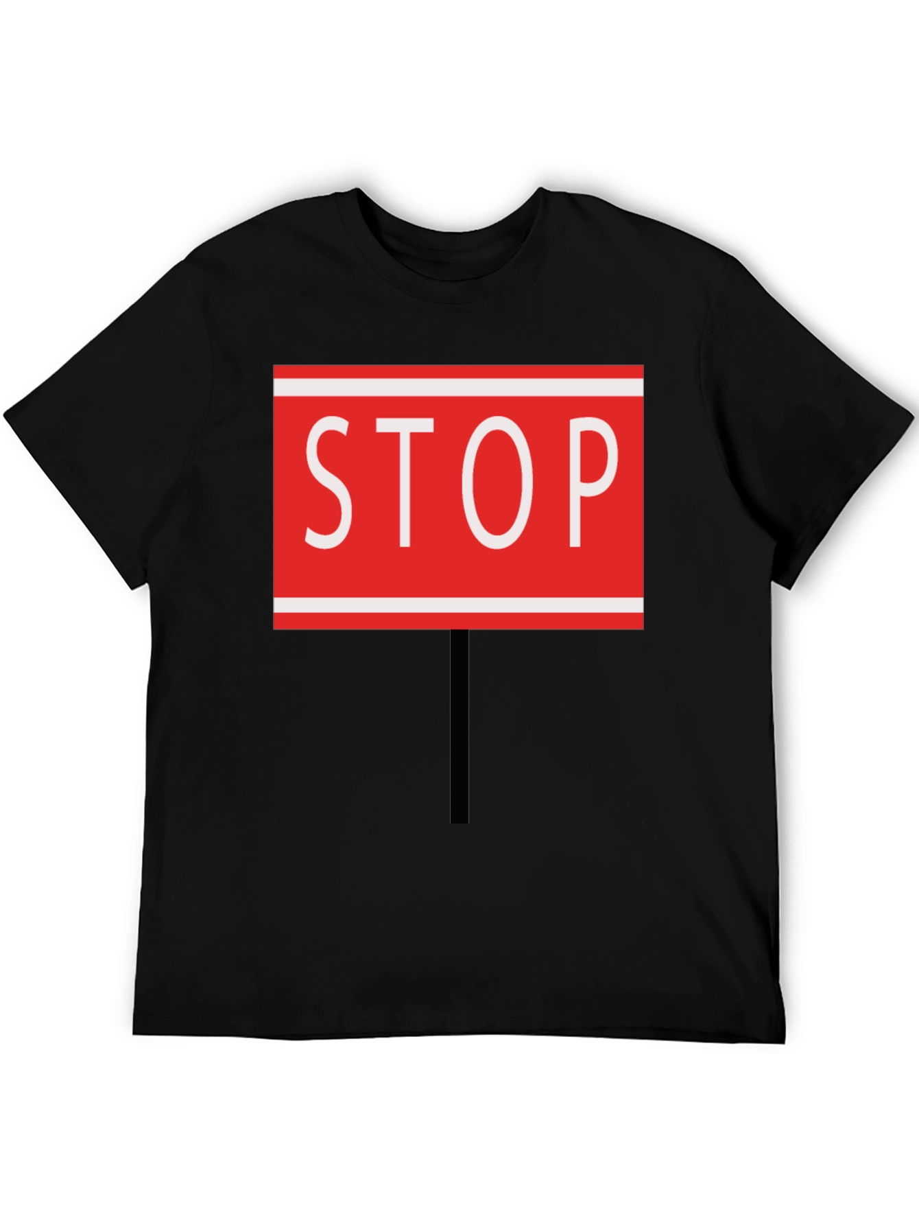 Stop Sign Graphic Tee - Black Cotton Blend