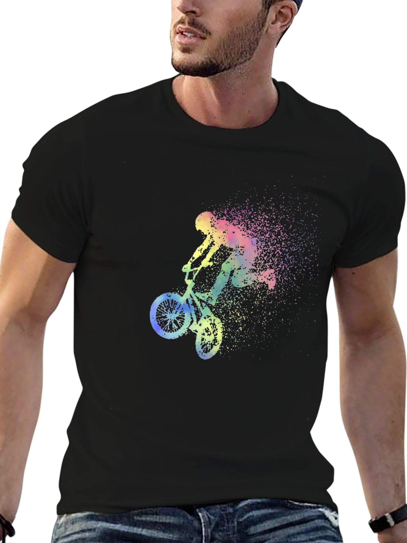 Mens Black BMX Rider Graphic T-Shirt