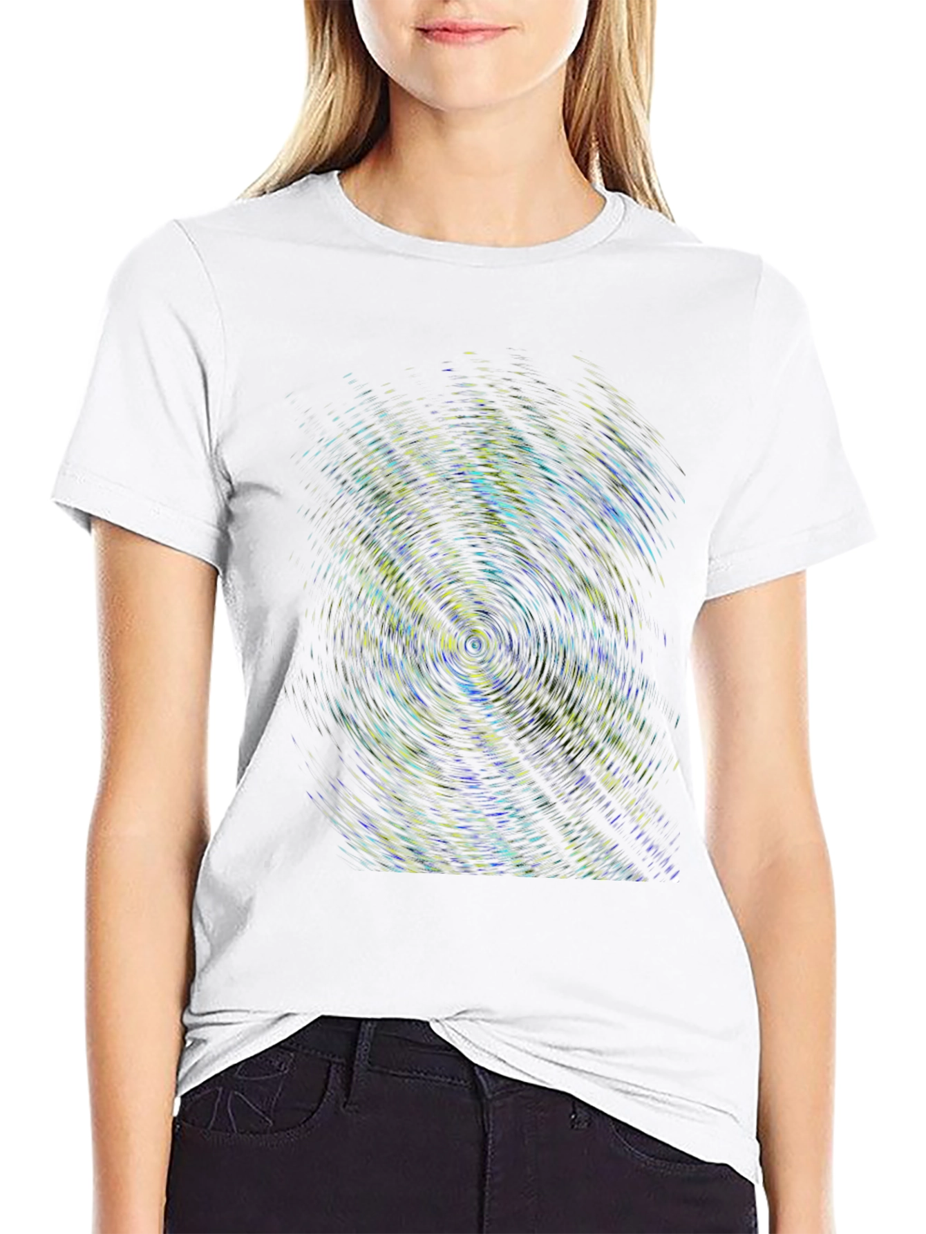 Abstract Swirl Graphic Print Black T-Shirt