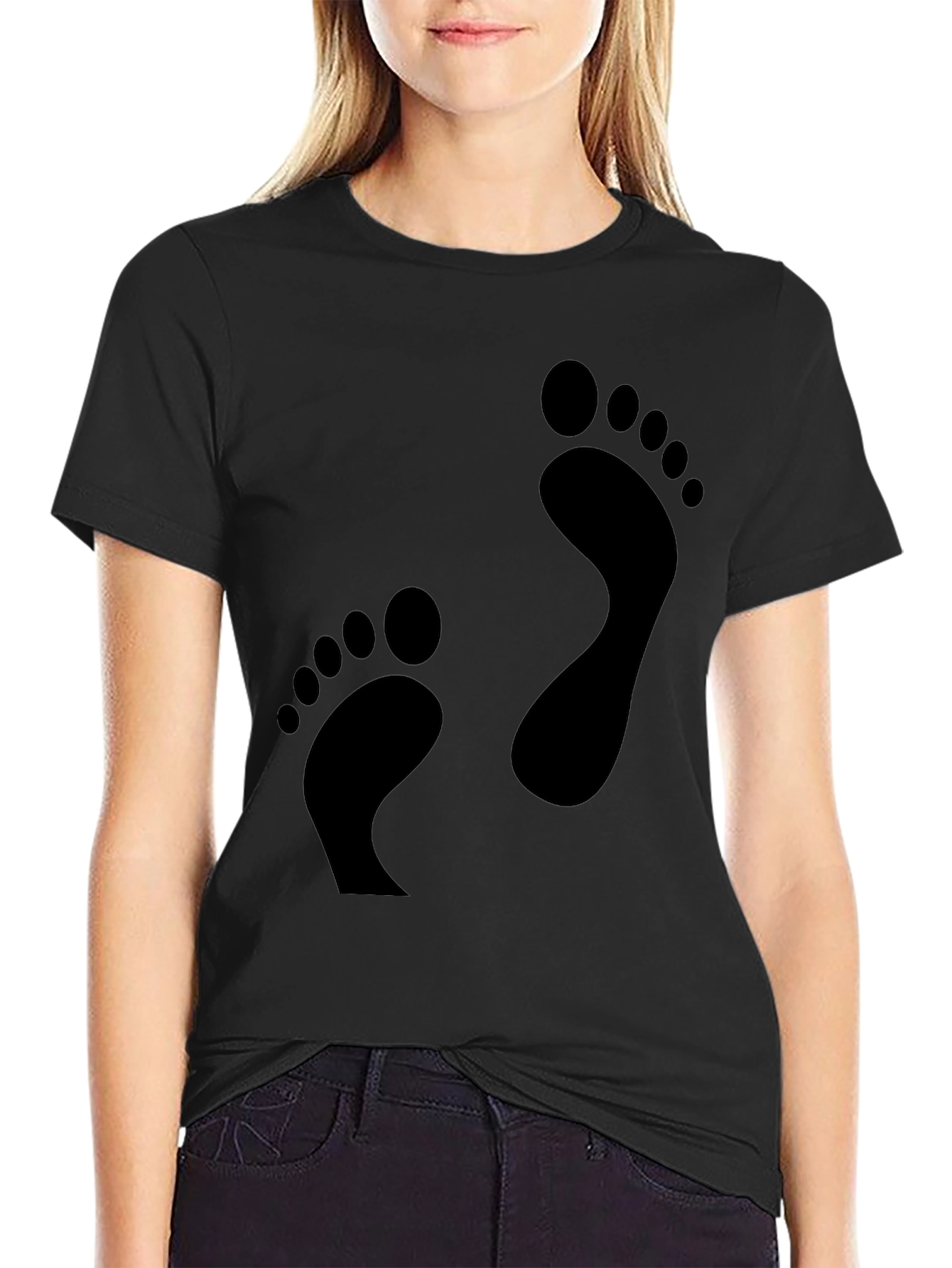 Footprint Black T-Shirt - Fun Casual Tee