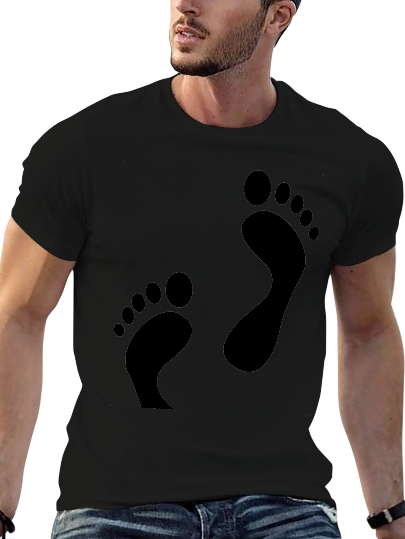 Footprint Black T-Shirt - Fun Casual Tee