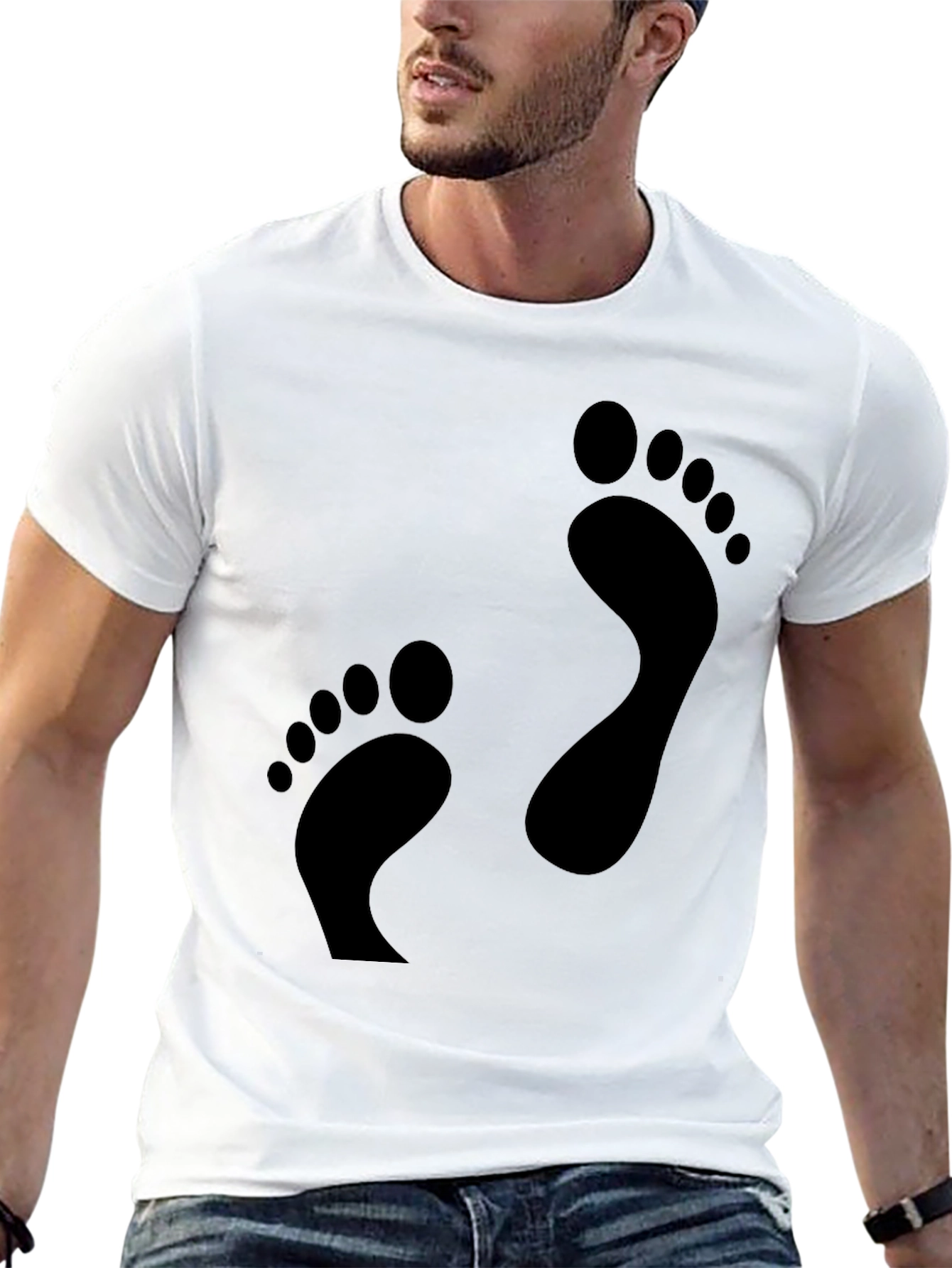 Footprint Black T-Shirt - Fun Casual Tee