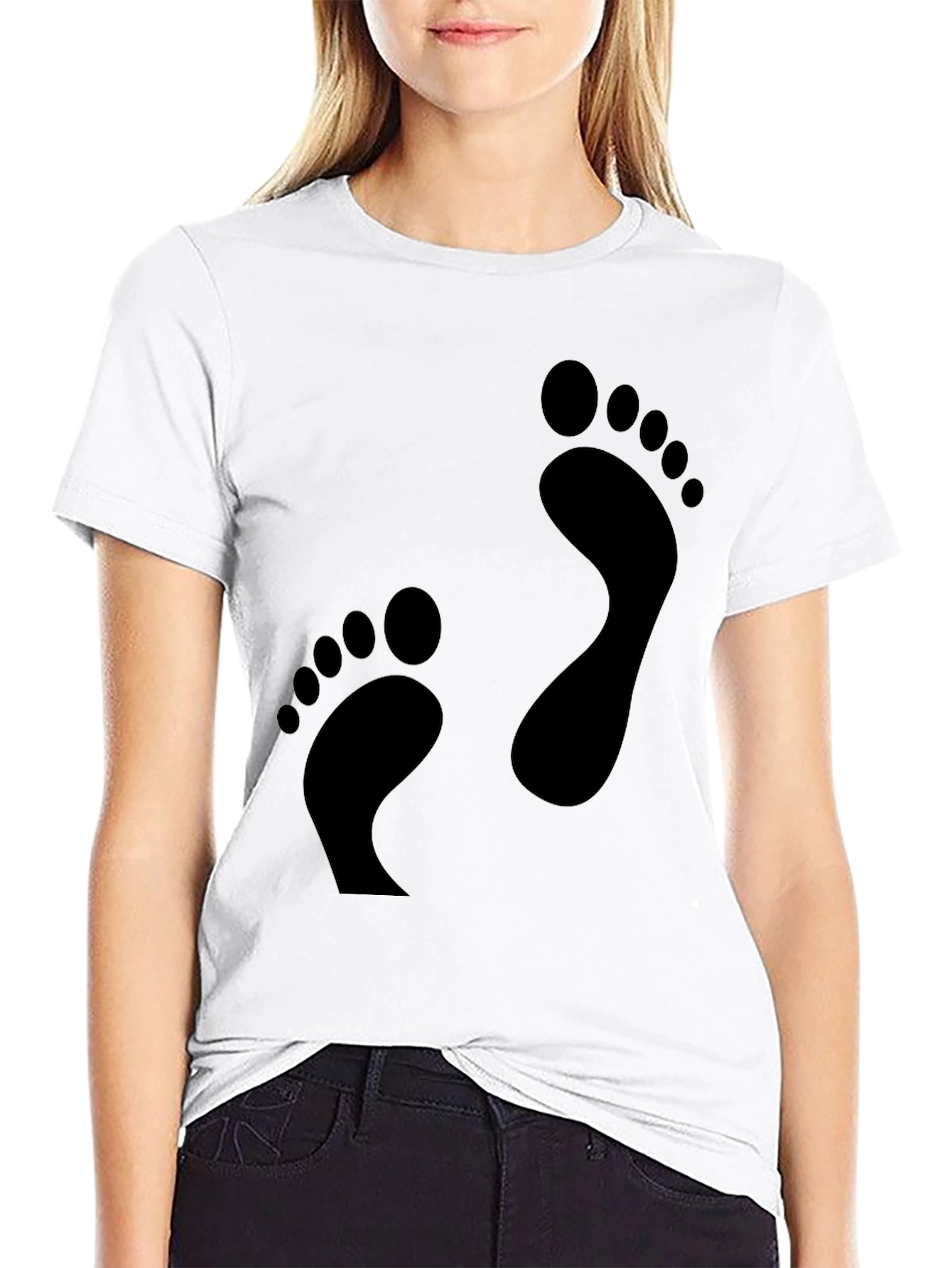 Footprint Black T-Shirt - Fun Casual Tee
