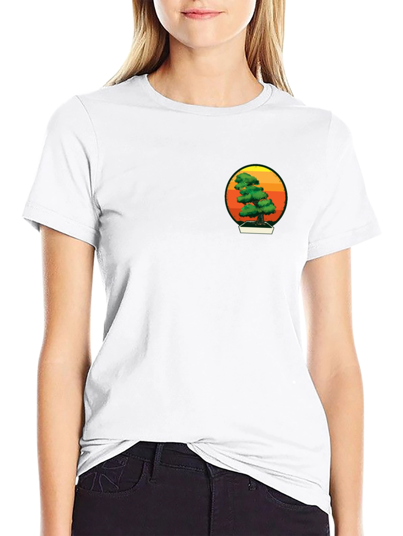 Bonsai Tree Graphic Tee - Black Cotton Shirt