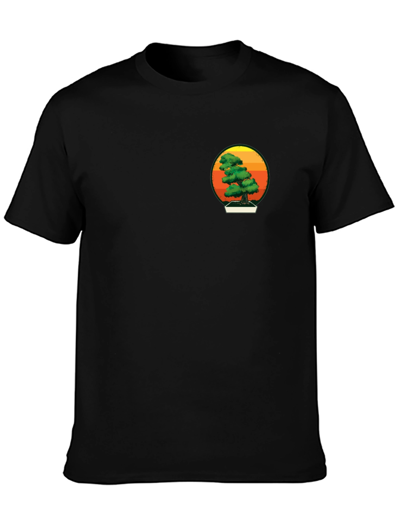Bonsai Tree Graphic Tee - Black Cotton Shirt