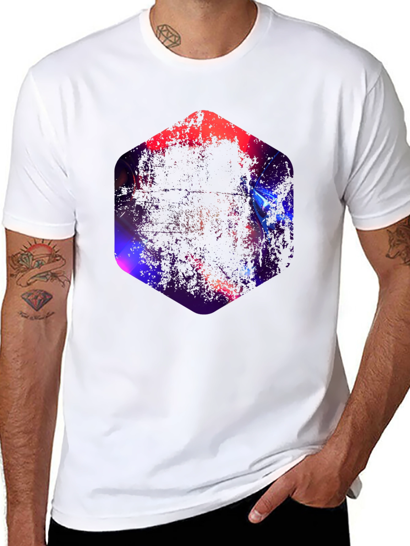 Geometric Abstract Graphic Black T-Shirt