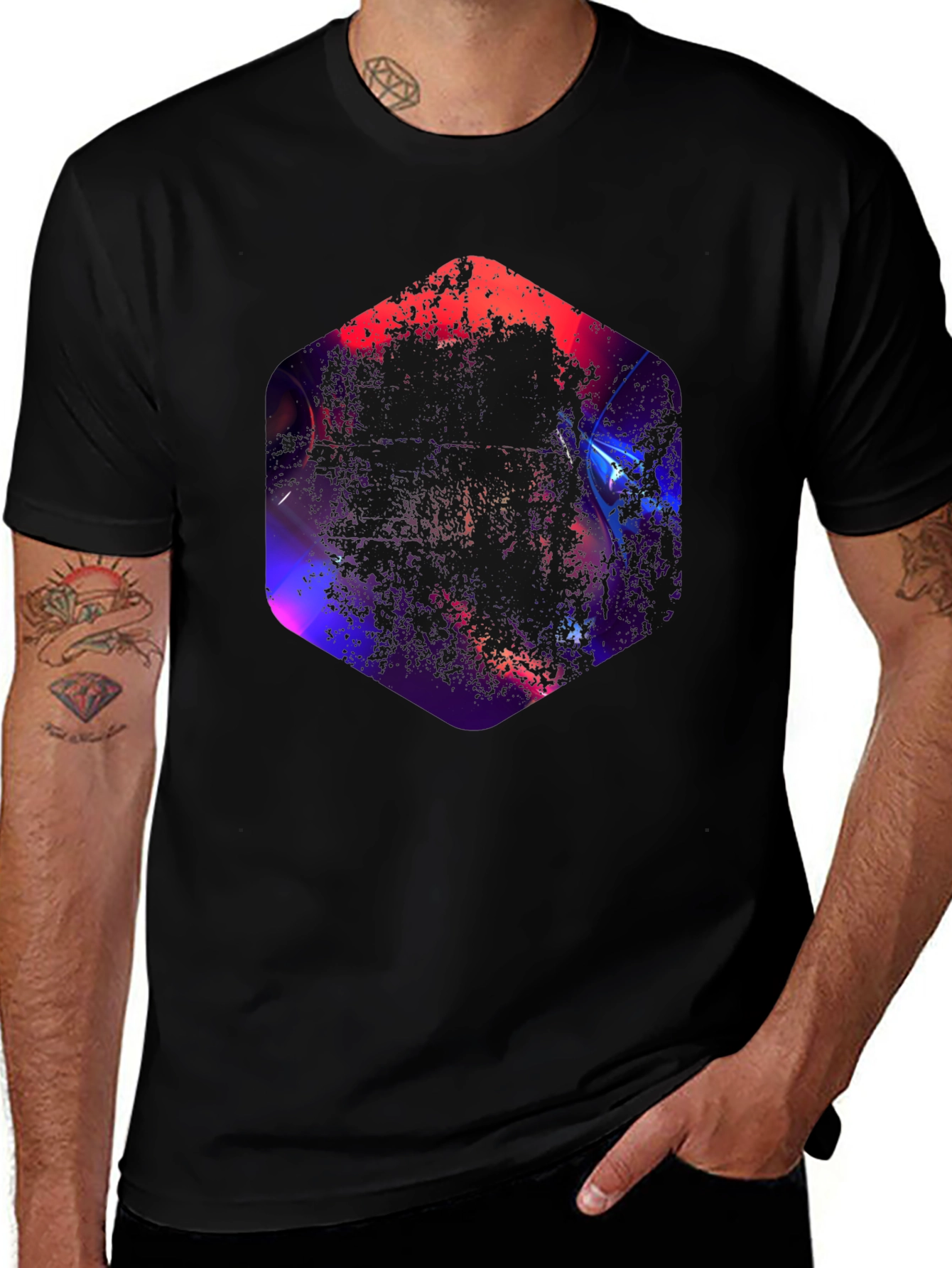Geometric Abstract Graphic Black T-Shirt