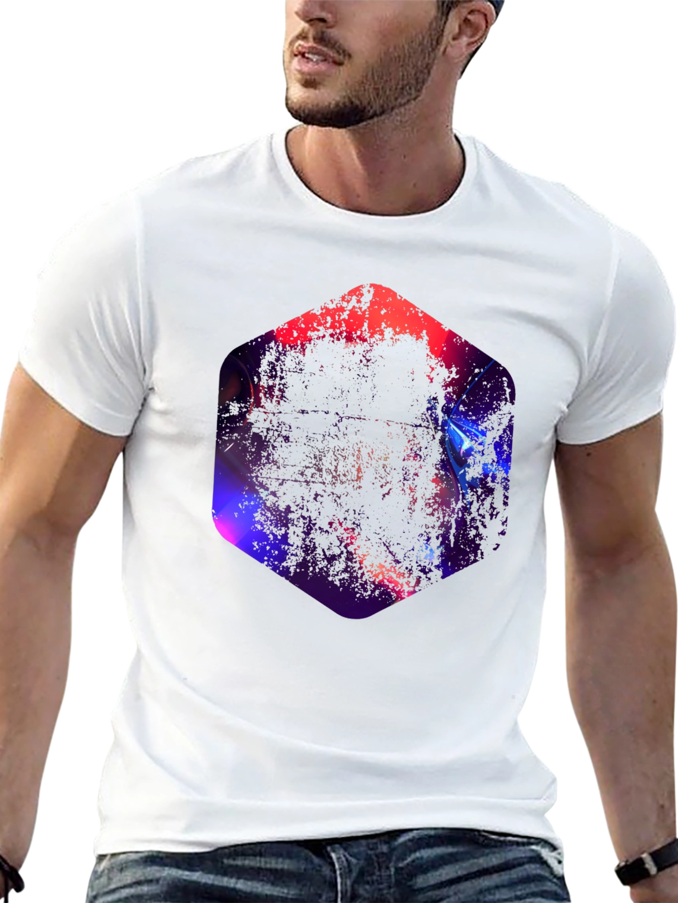 Geometric Abstract Graphic Black T-Shirt