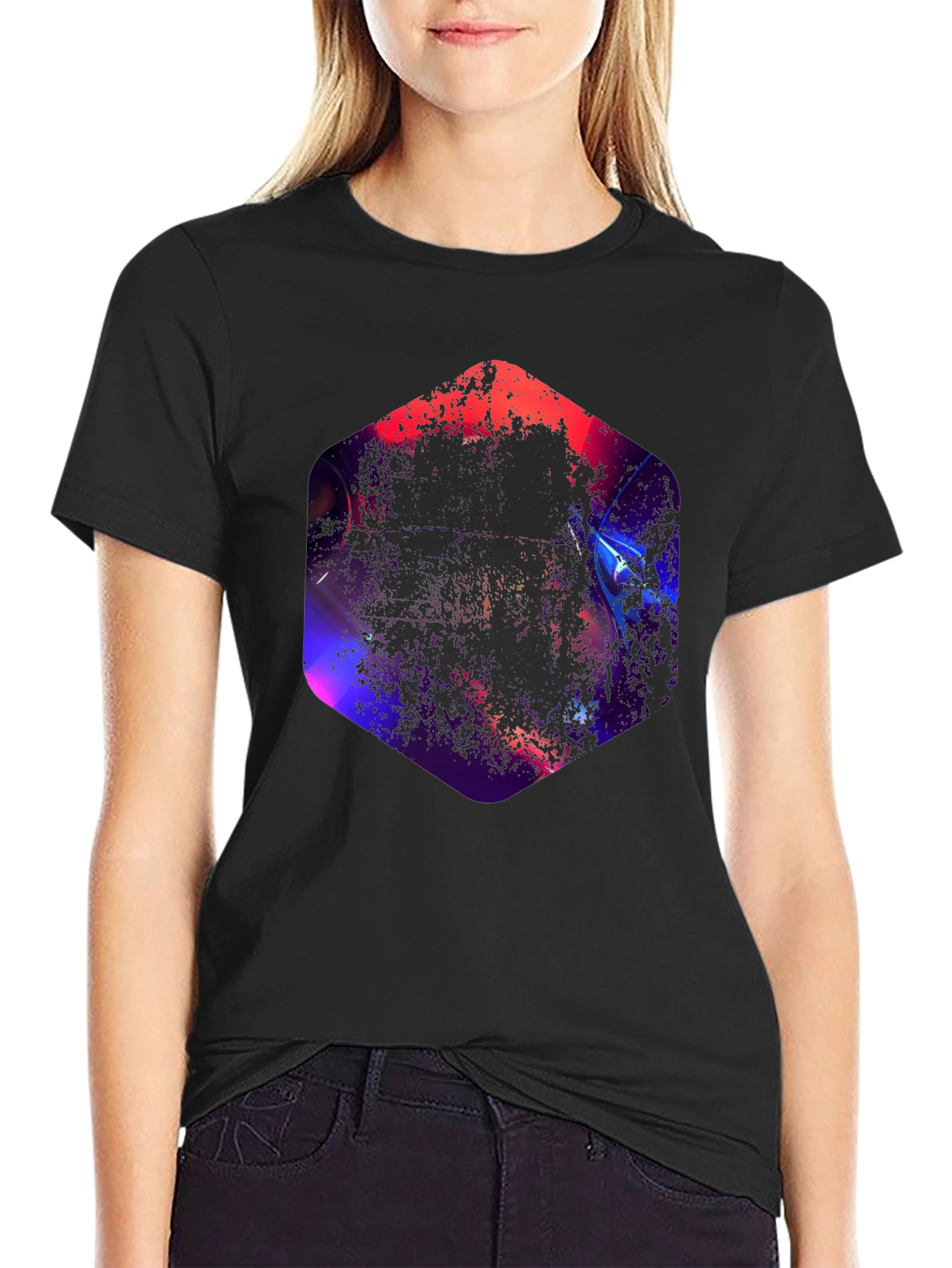 Geometric Abstract Graphic Black T-Shirt