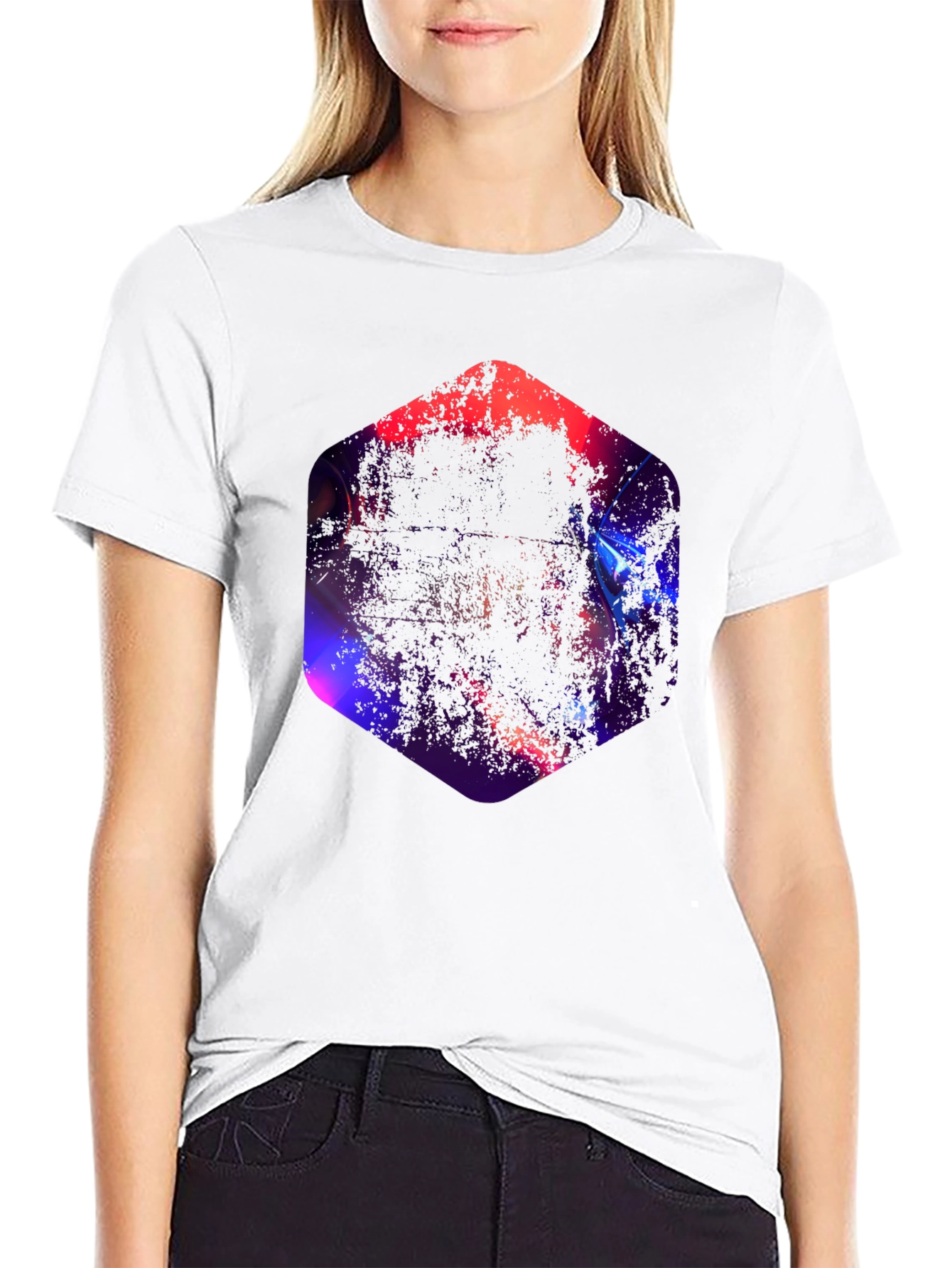 Geometric Abstract Graphic Black T-Shirt