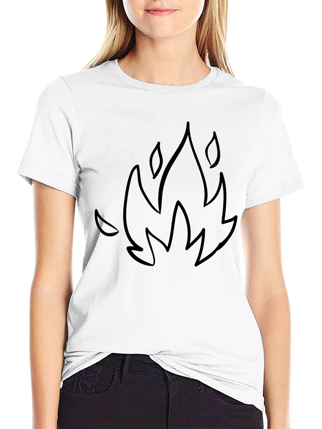 Black Graphic Tee - Fire Outline Design