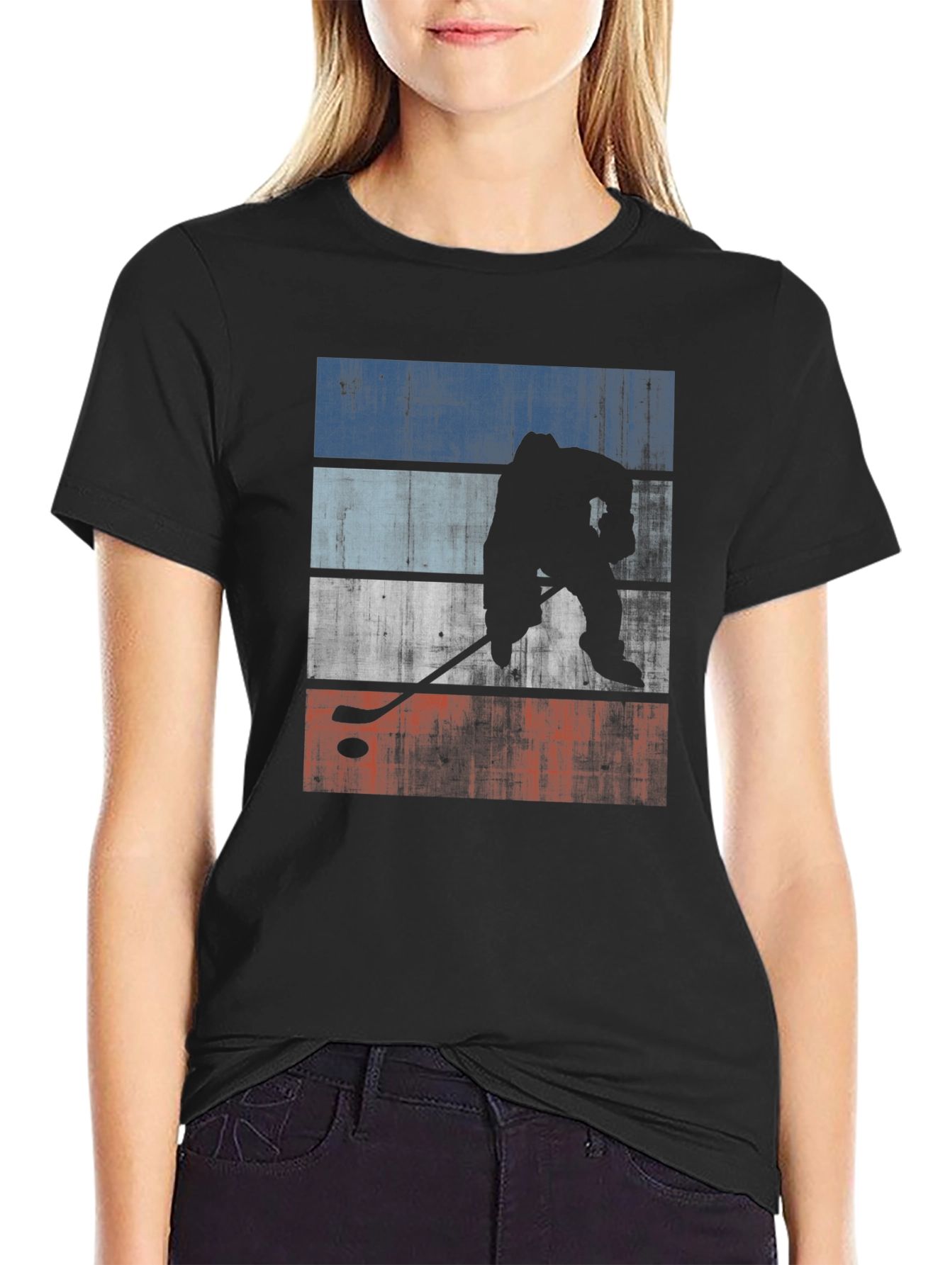 Hockey Player Silhouette T-Shirt - Graphic Tee