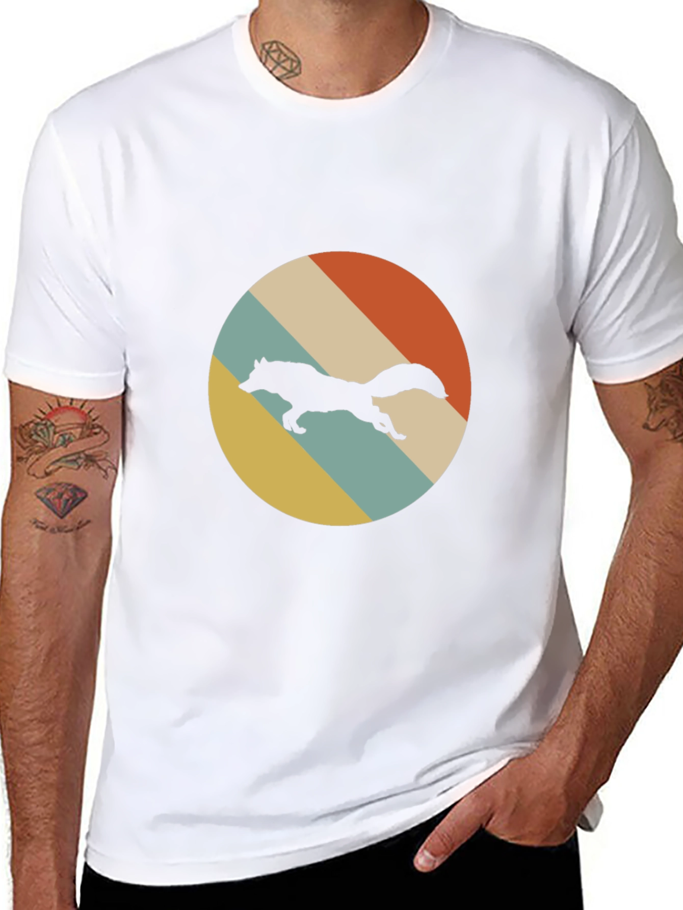 Retro Wolf Graphic Tee - Black Cotton Comfort