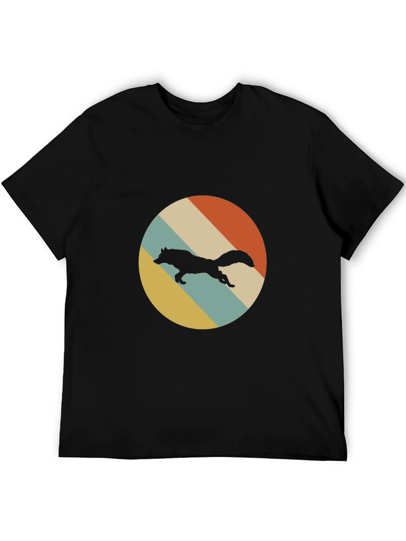 Retro Wolf Graphic Tee - Black Cotton Comfort