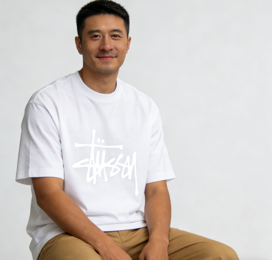 Stussy Basic Logo T-Shirt | 100% Cotton | Black & Tonal White