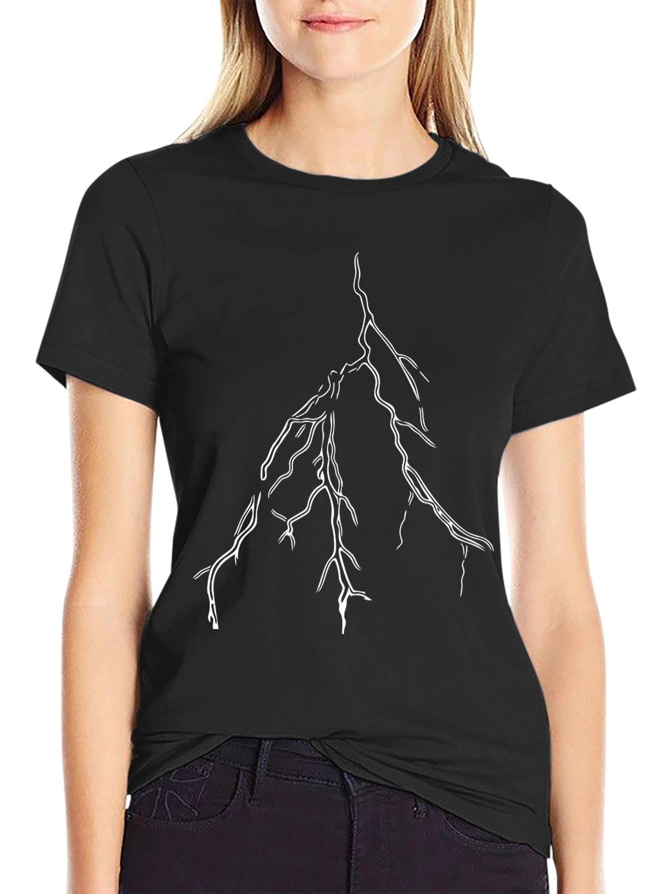 Black Lightning Bolt Graphic Tee