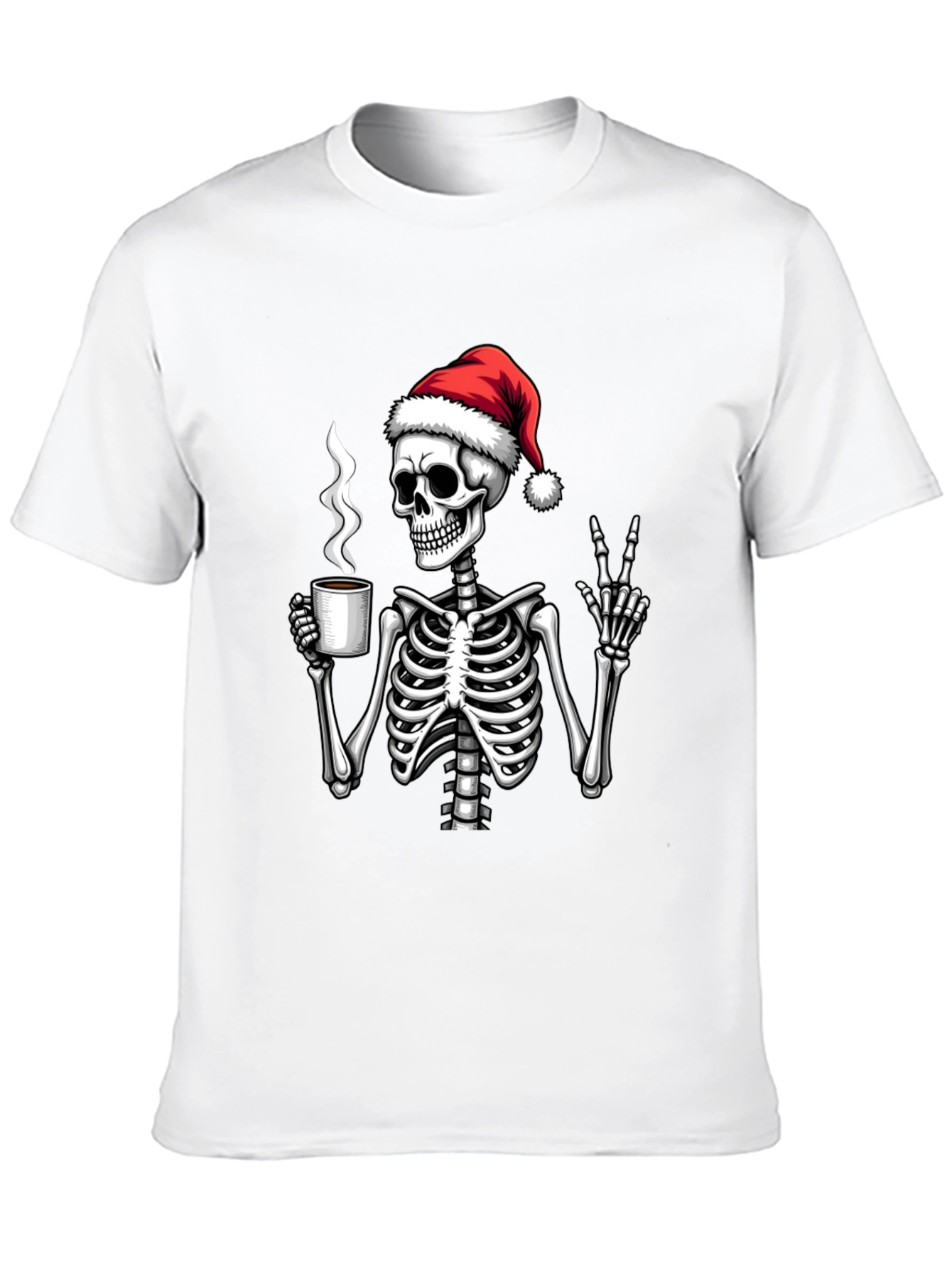 Festive Skeleton T-Shirt - Coffee & Peace