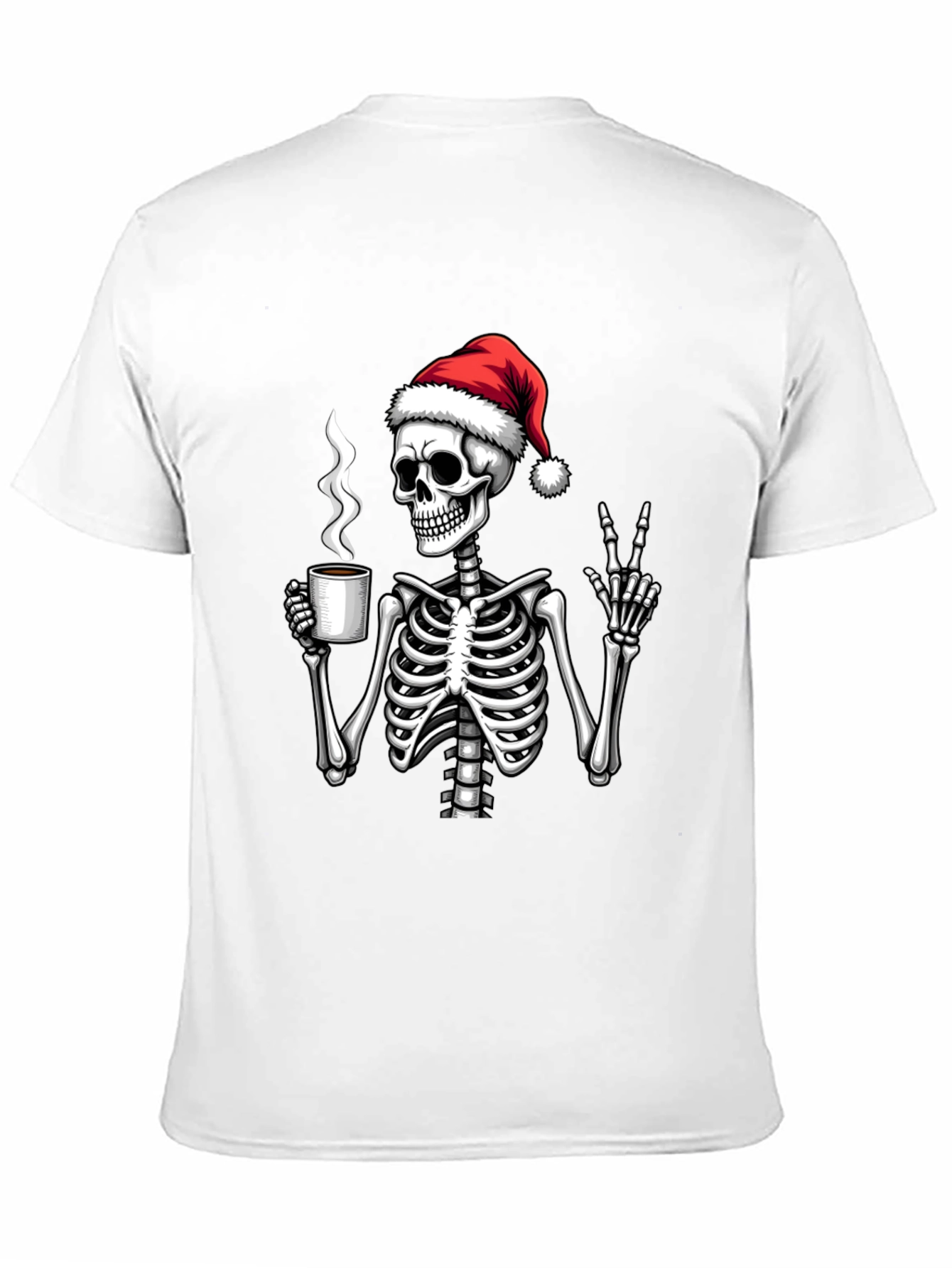 Festive Skeleton T-Shirt - Coffee & Peace