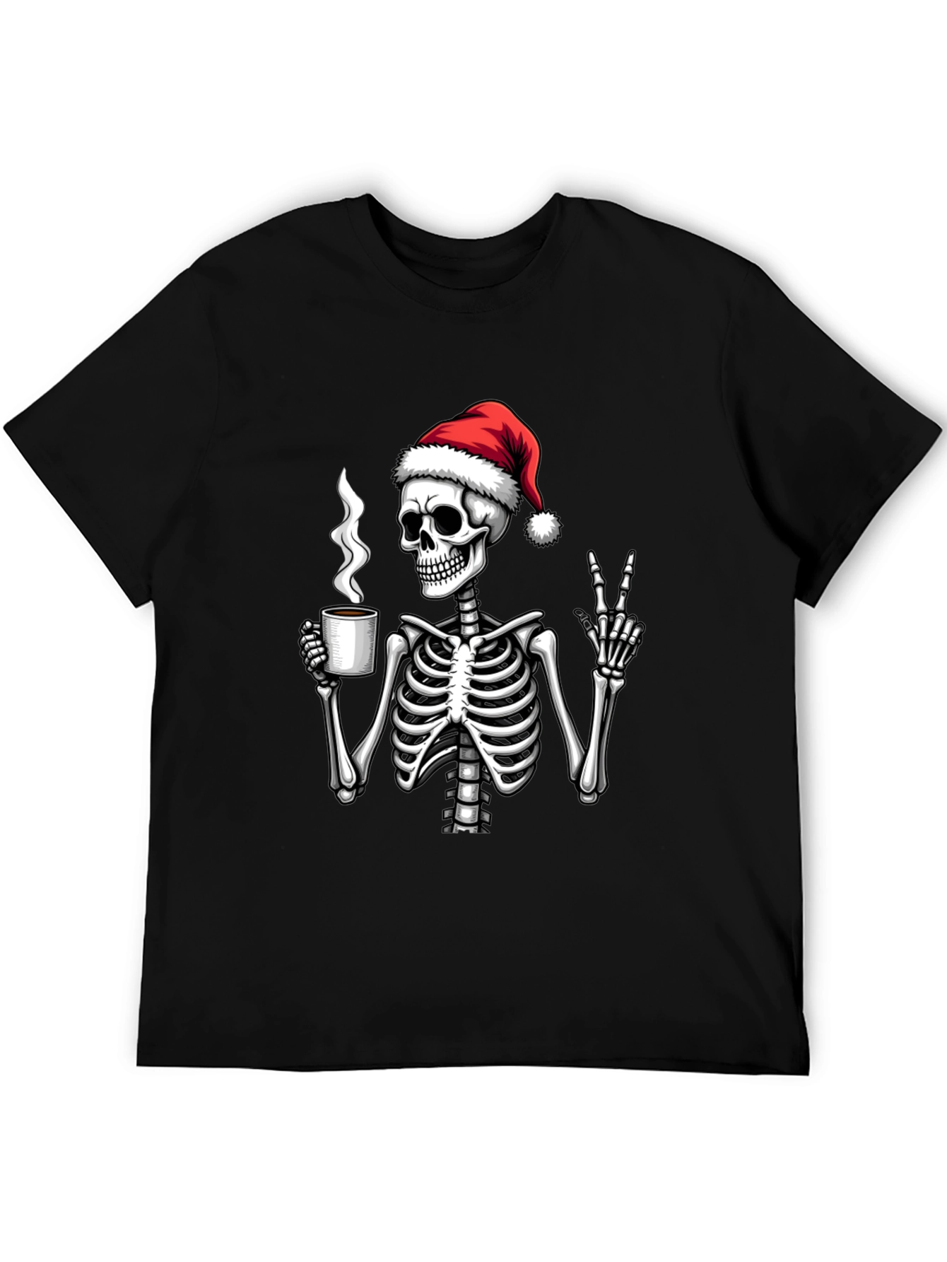Festive Skeleton T-Shirt - Coffee & Peace
