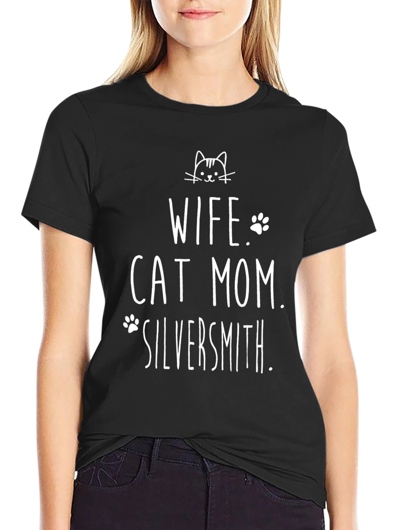 Wife Cat Mom Silversmith Graphic T-Shirt