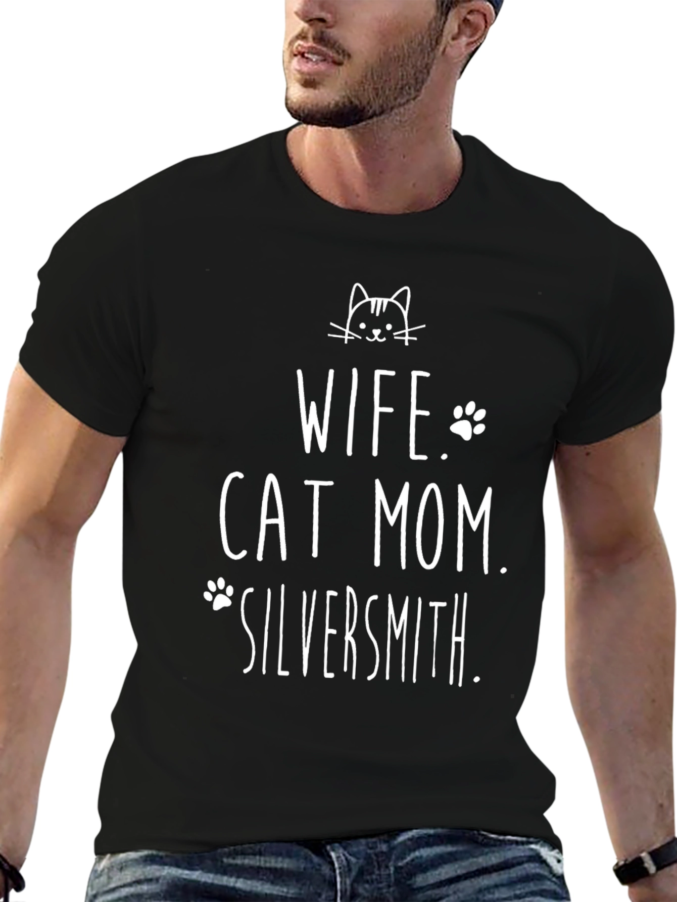 Wife Cat Mom Silversmith Graphic T-Shirt